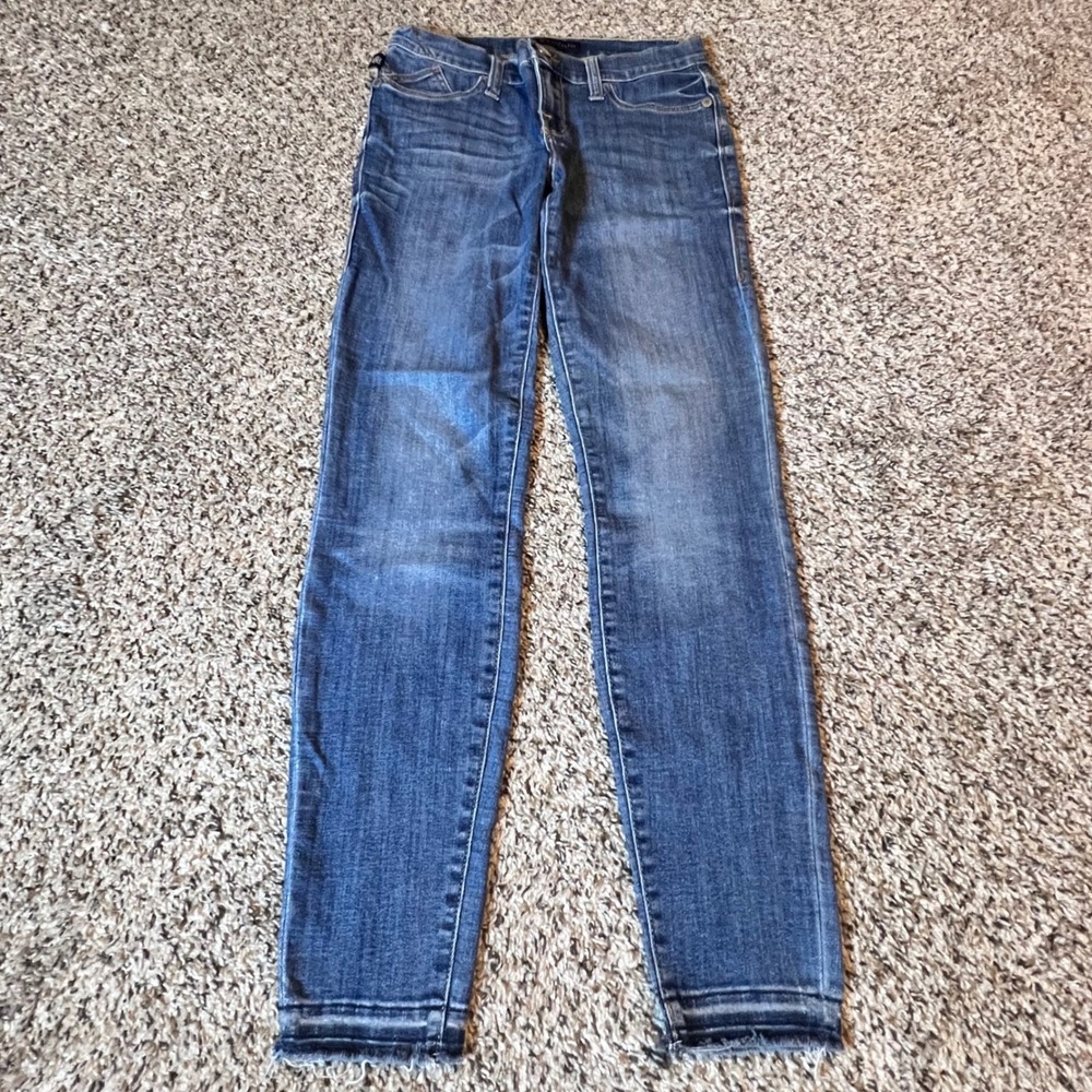 Rock & Republic Kashmere Medium‎ Wash Raw Hem Skinny Jeans Womens 4M R010292